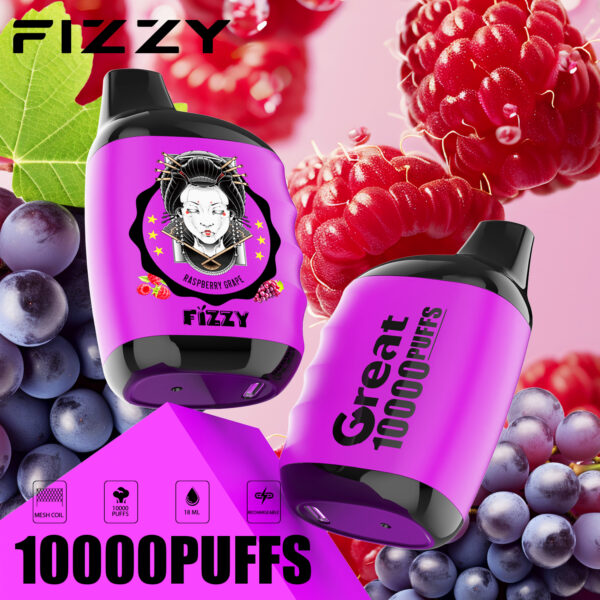 Putojošs-Lieliski-10000-Puffs-2-5-Zems nikotīna-Atkārtoti uzlādējams-Vienreizējās lietošanas-Vapes-Arbūzs-Aveņu vīnogas