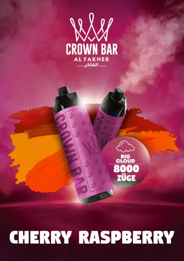 AL Fakher Crown Bar 8000 Züge Einweg E Zigarette Mit Nikotin Cherry-Sprapberry.