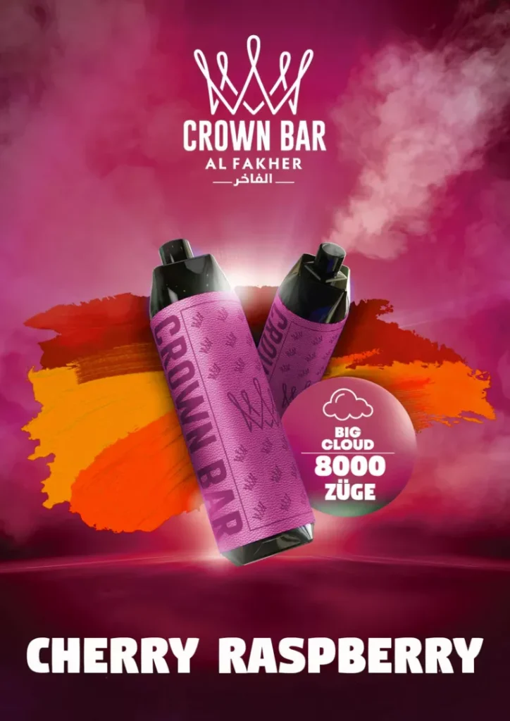 AL Fakher Crown Bar 8000 Züge Einweg E Zigarette Mit Nikotin Cherry-Raspberry.