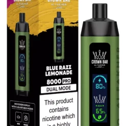 Al Fakher Crown Bar Big Cloud 8000 PRO Züge Einweg E-Zigarette - Blue Razz Lemonade.