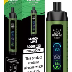 Al Fakher Crown Bar Big Cloud 8000 PRO Züge Einweg E-Zigarette - Lemon Mint.